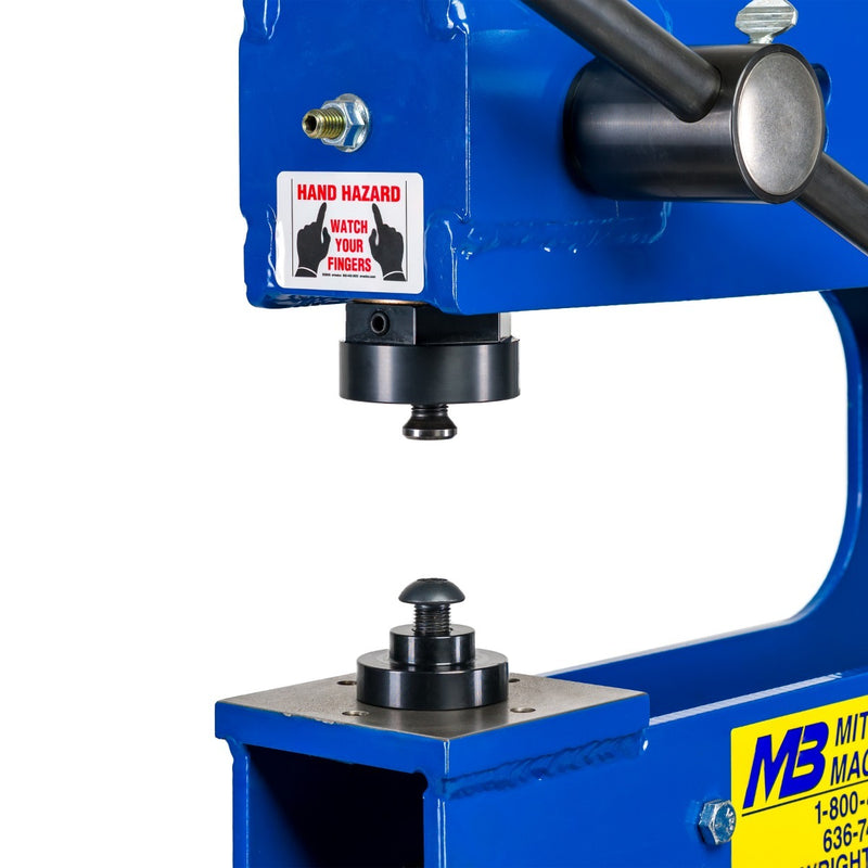 Mittler Bros. 2200-M 3 Ton Manual Bench Press - Ram and Lower Adapter Close Up