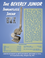 Mittler Bros. 3600-BJ Beverly Junior Throatless Shear - Spec Sheet Flyer